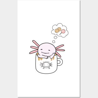 Axolotl in a Coffee Mug Cute Meme Funny Food Kawaii Art Posters and Art